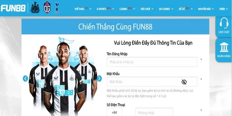 Hướng dẫn đăng ký fun88